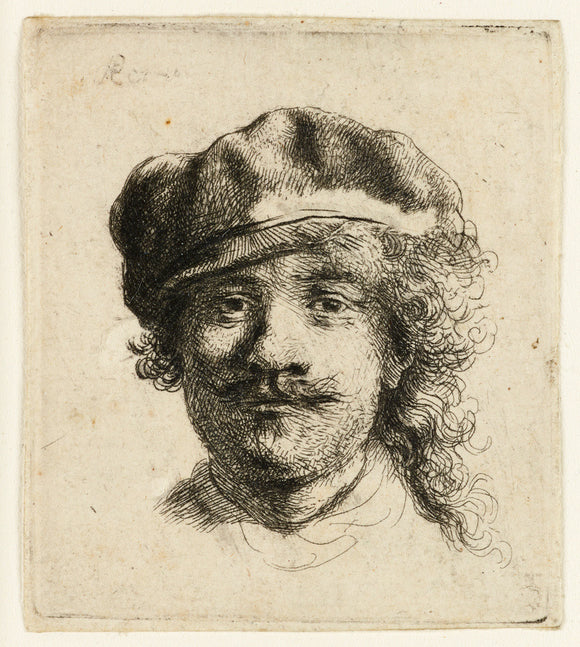 Self-portrait wearing a soft Cap: full Face, Head only