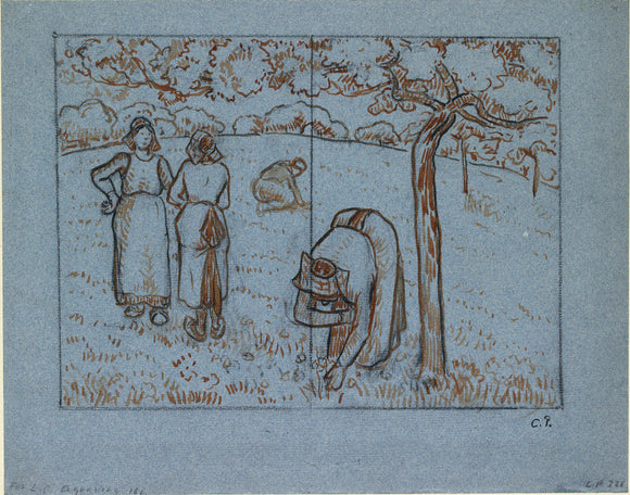 Compositional Study of four Female Peasants working in an Orchard