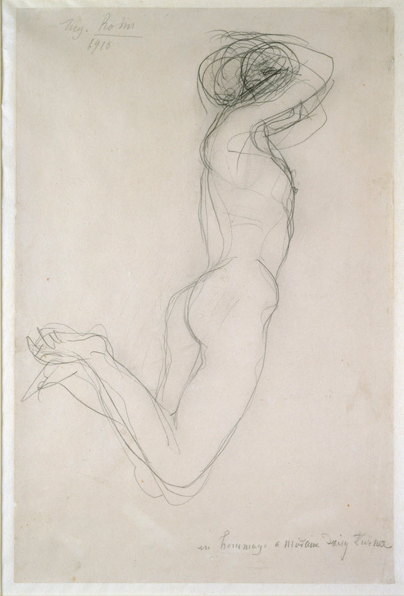Reclining female Nude, Arms folded over her Head