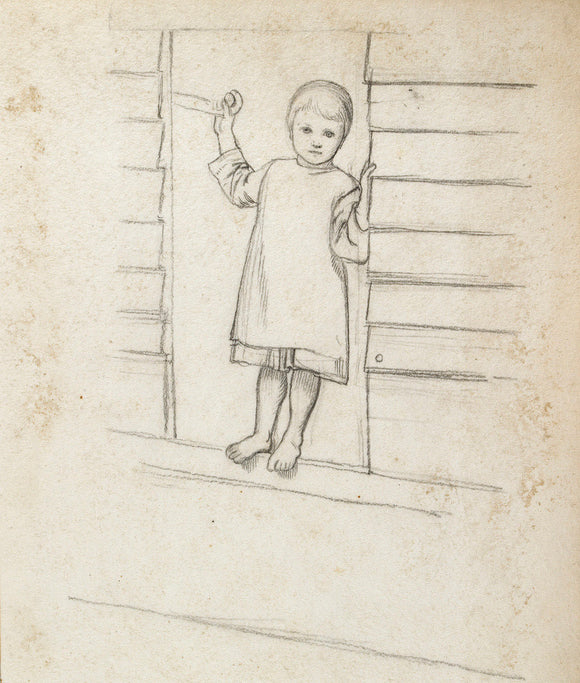 Girl in a Pinafore, standing on a Window Ledge
