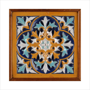 Tile, relief moulded with gothic foliate design, 1851