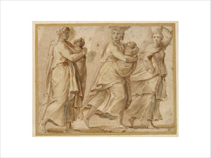 Three Women hurrying to right