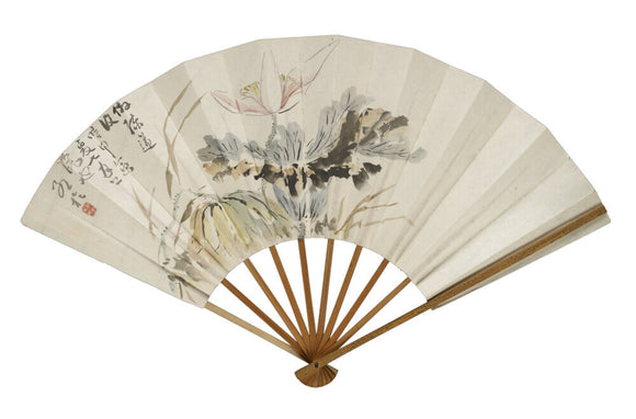 Fan with lotus flower