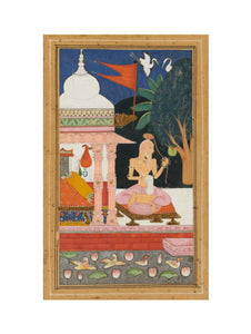 Ascetic by a lotus pool, illustrating the musical mode Devagandhara Ragini