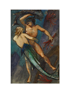 A male figure struggling with a mermaid (study for 'The Depths of the Sea')