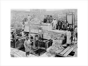 Photograph of the restoration of the Grand Staircase of the Palace of Minos at Knossos (E.TOP 299B)