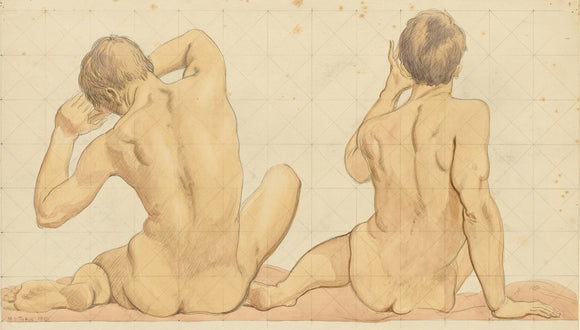 Two seated nude boys seen from behind