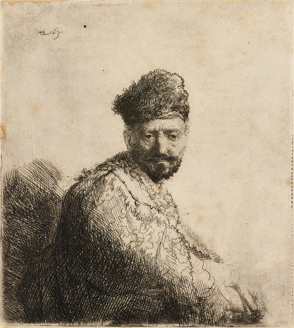 Bare-headed, in furred oriental Cap and Robe: The Artist's Father