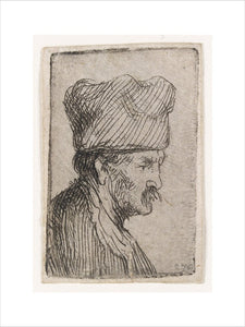 Man in a square Cap, in profile right