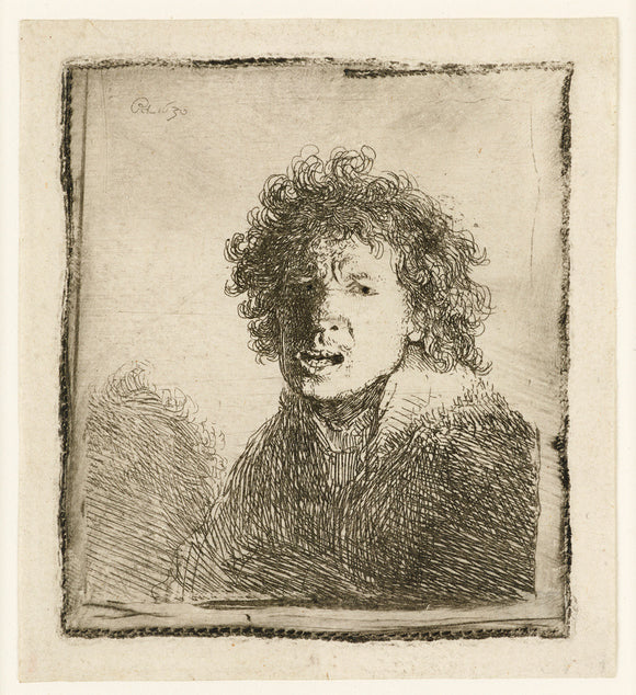 Self-portrait open-mouthed, as if shouting: bust