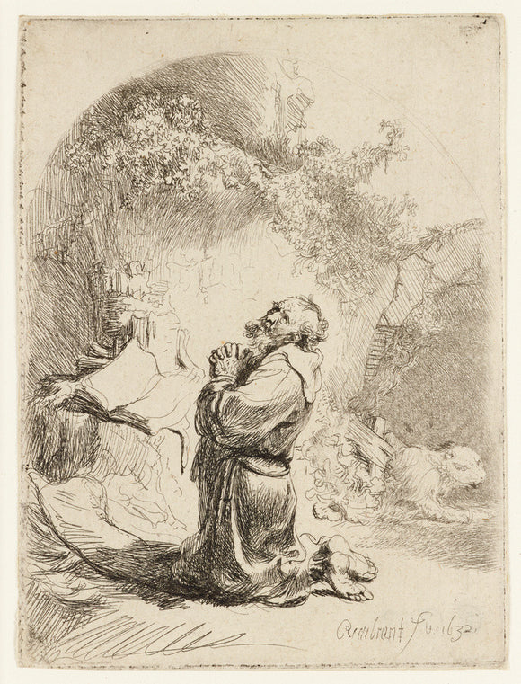 Saint Jerome praying: arched