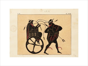 Print of the Decoration on a Greek Amphora, showing Triptolemus and Hermes