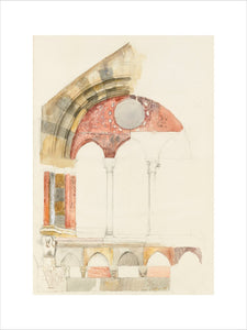 A Window of the Broletto, Como: rapid Sketch in Colour, showing Method of inlaying Marbles