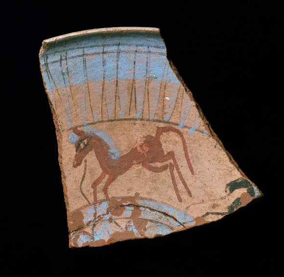 Painted shard depicting a horse