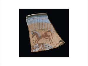 Painted shard depicting a horse