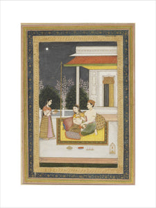 Love scene on a terrace at night
