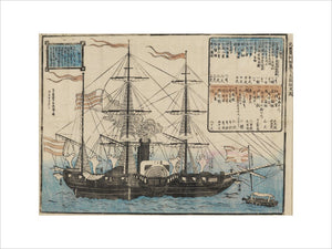 Paddle steamer with English & American flags