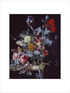 A Vase of Flowers with a Watch