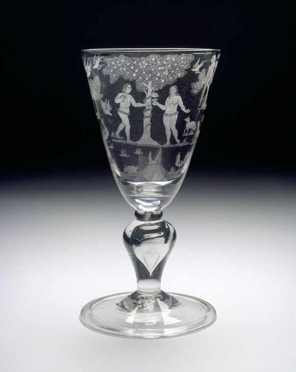 Goblet of baluster form, with Adam and Eve