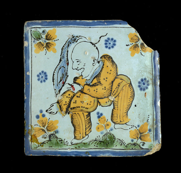 Tile with a grotesque Chinaman