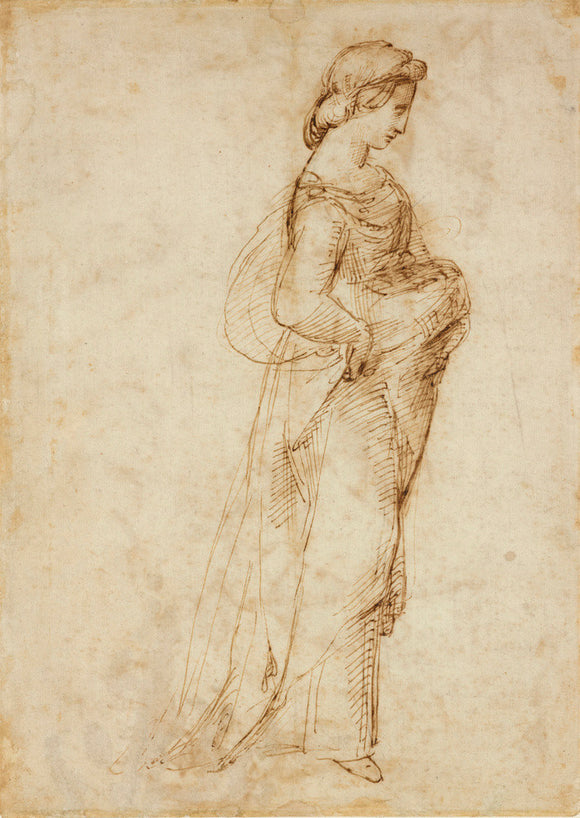 Recto: Female Figure walking to right