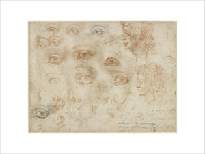 Verso: Various sketches of Eyes and Head profiles