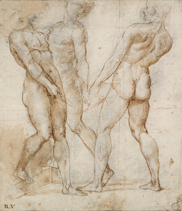 Three nude bearers (Study for the Entombment)