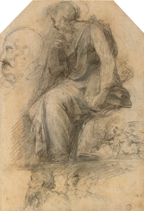 A male Saint, seated (Study for the Disputa)