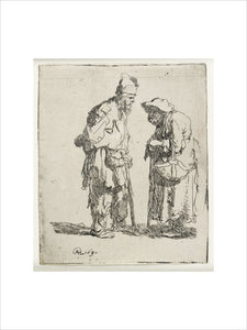 Beggar man and beggar woman conversing