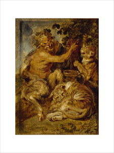 A Satyr pressing Grapes with a Tiger and Leopard