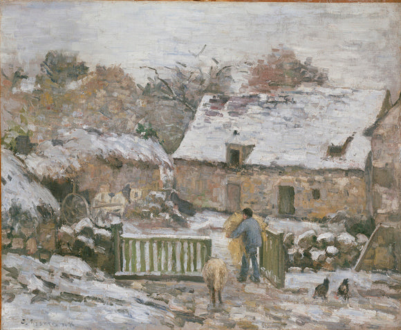Farm at Montfoucault in snow