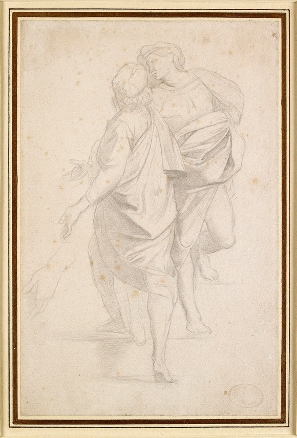 Ashmolean After Raphael Two Figures standing on a Flight of Steps, after Raphael – Ashmolean Prints