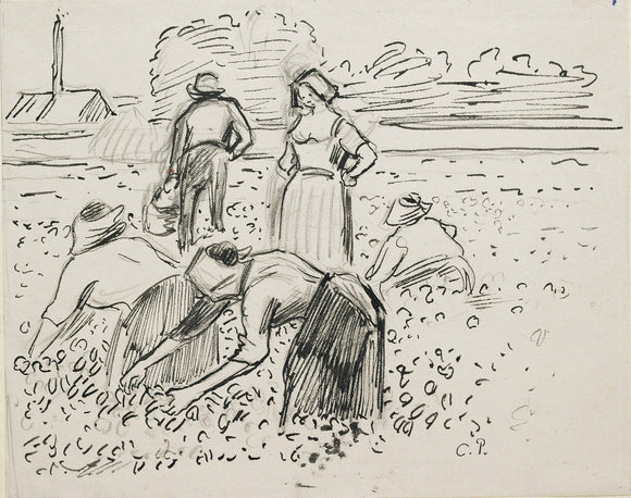 Study of five Peasant Figures working in a Field