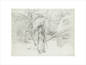 Study of a female Peasant carrying a Load of Hay in the Farmyard at Foucault