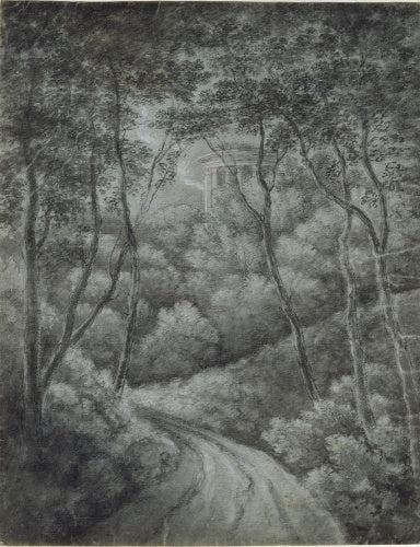 Landscape with a Path through a Forest and a classical Temple