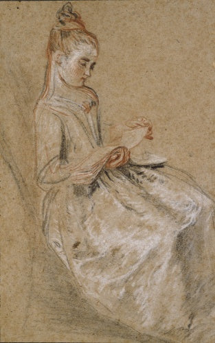 Girl seated with a Book of Music on her Lap
