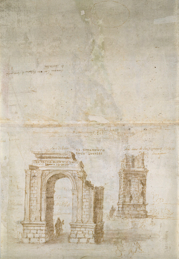Sketches of Roman ruins at Tarragona and of a fortress