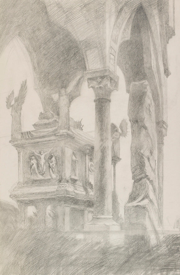 Study for General Chiaroscuro of the Sarcophagus and Canopy of the Tomb of Mastino II della Scala, Verona