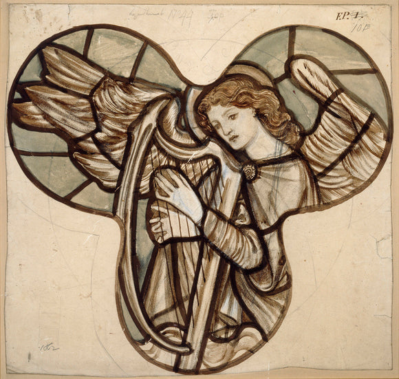 Design for stained glass in Lyndhurst Church: An Angel Harpist