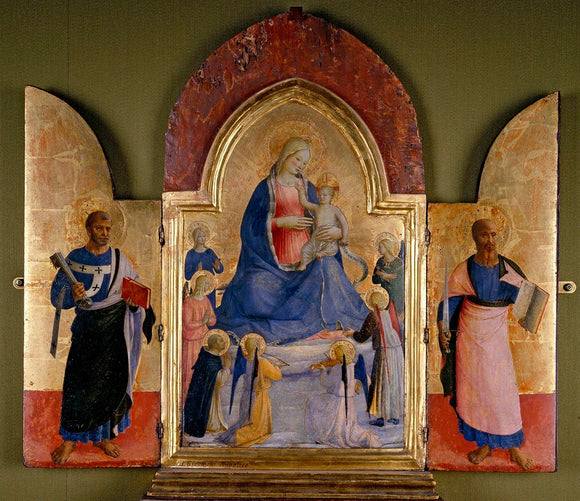 The Virgin and Child with Angels and a Dominican Saint; St Peter (left); St Paul (right)