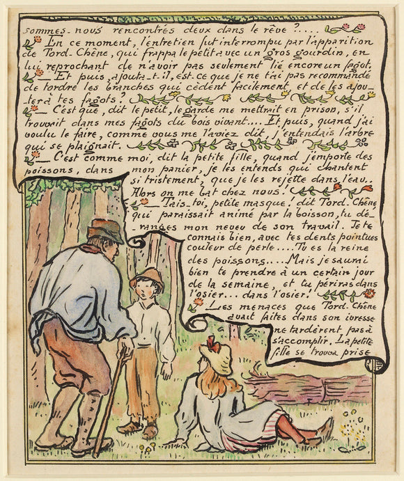 The woodcutter threatens the boy from 'La Reine des Poissons'