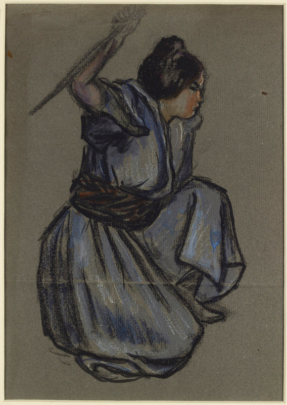 Study of a girl crouching for 'Le Lotus Rouge'