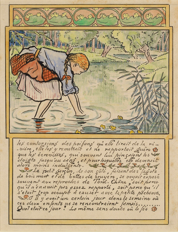 The girl fishes for eels from 'La Reine des Poissons'