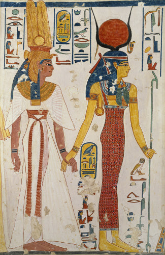 Copy of wall painting from the Queen's tomb 66 of Nefertari, Thebes, Queen Nefertari and the goddess Isis