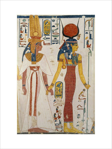 Copy of wall painting from the Queen's tomb 66 of Nefertari, Thebes, Queen Nefertari and the goddess Isis