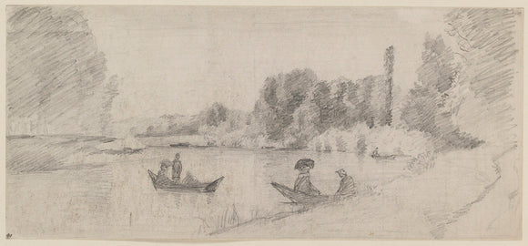 Study of a river landscape with boats