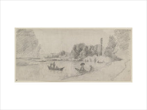 Study of a river landscape with boats