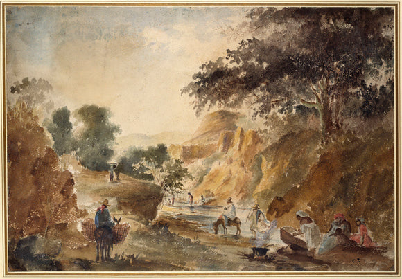 Landscape with figures by a river