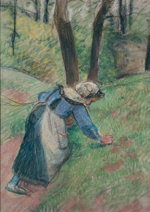 Peasant woman weeding the grass