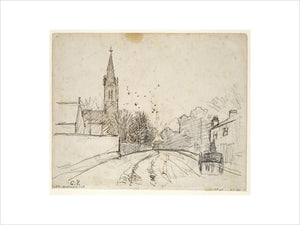 Recto: Study of Upper Norwood, London, with All Saints Church